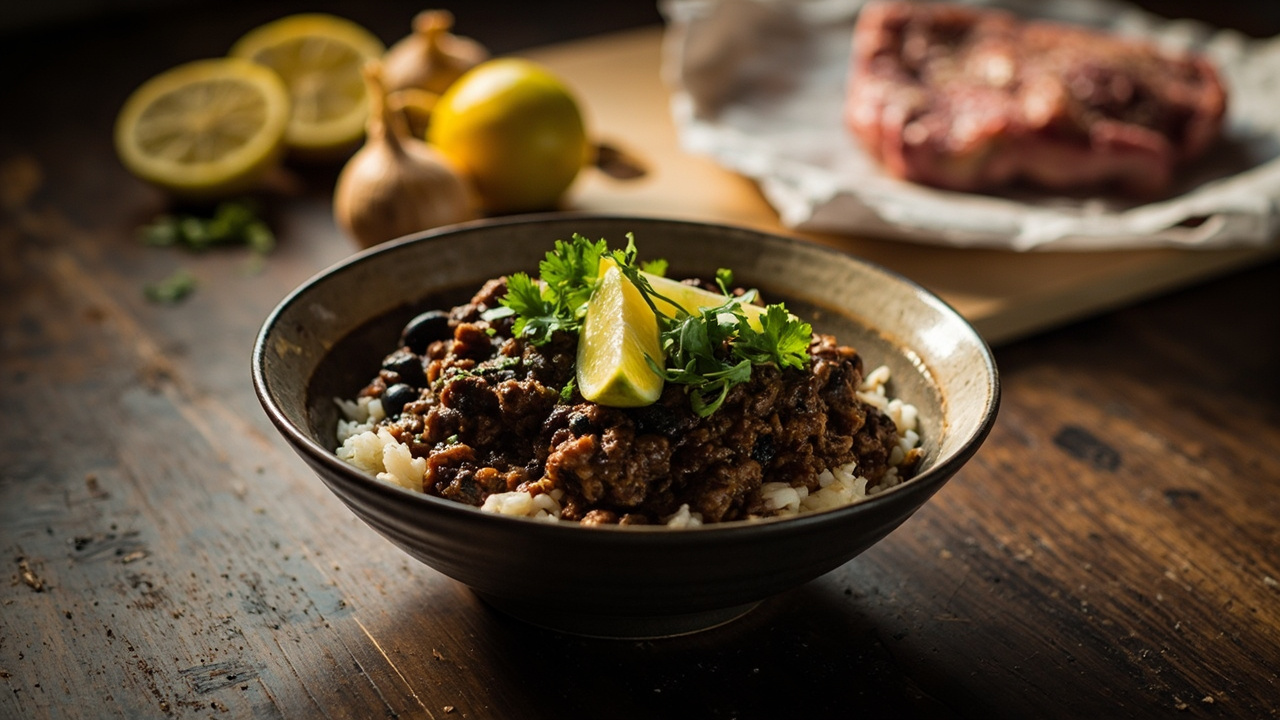 Carne Moída com Arroz e Feijão Brazilian Ground Beef and Bean Pot