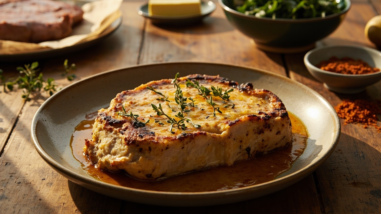 Cast Iron Cornmeal Crusted Pork Chops