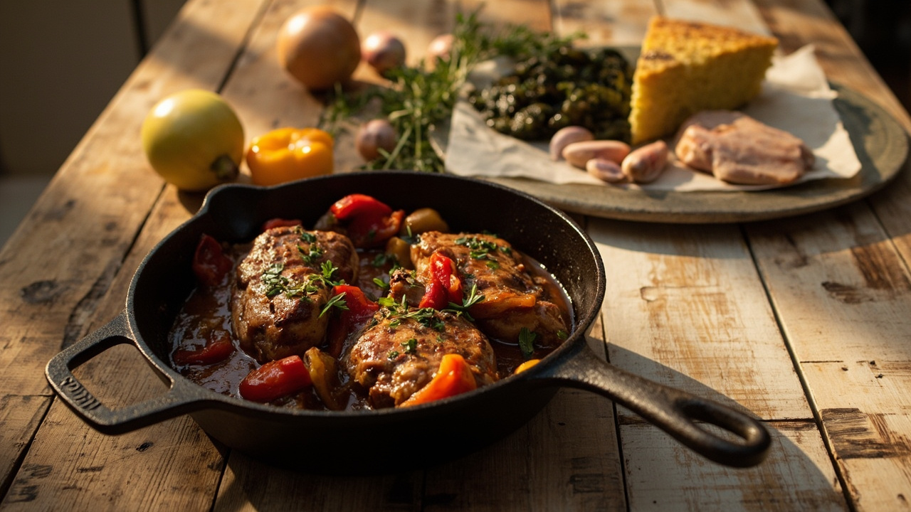 Cast Iron Pepper-Braised Chicken Thighs