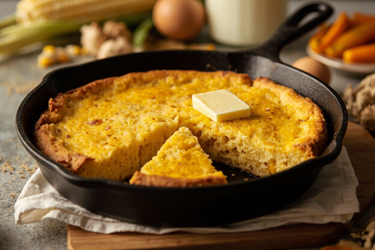 Cast Iron Skillet Honey Corn Spoonbread