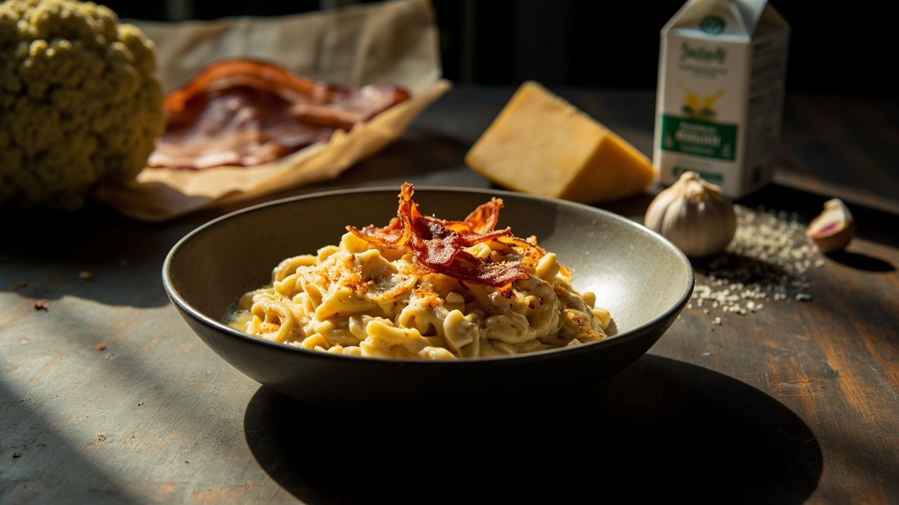 Cauliflower Alfredo with Crispy Bacon