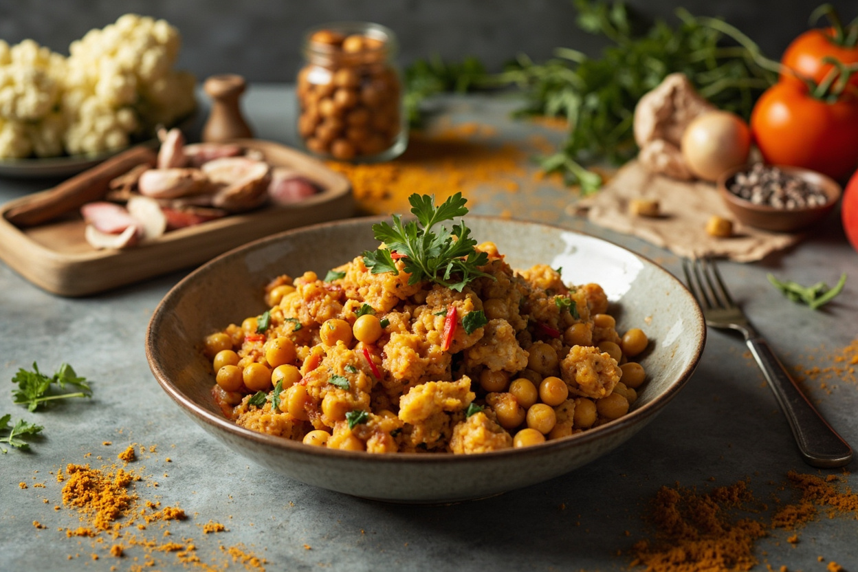 Cauliflower and Chickpea Masala Skillet