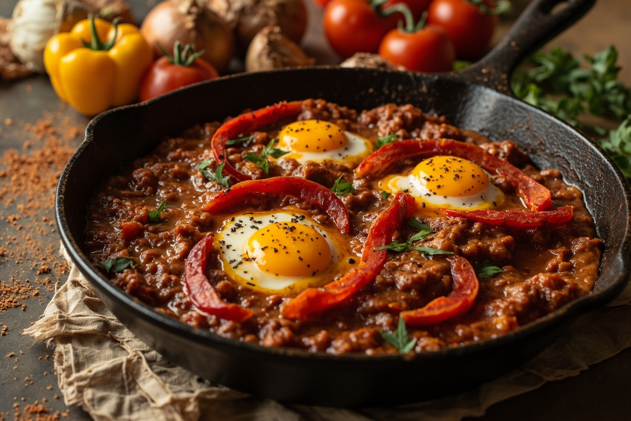 Chakchouka with Peppers and Soft Eggs