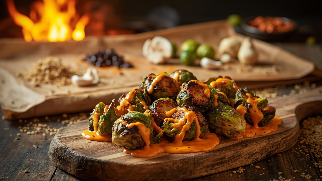 Charred Brussels Sprout and Bean Bites with Hot-Sauce Crema