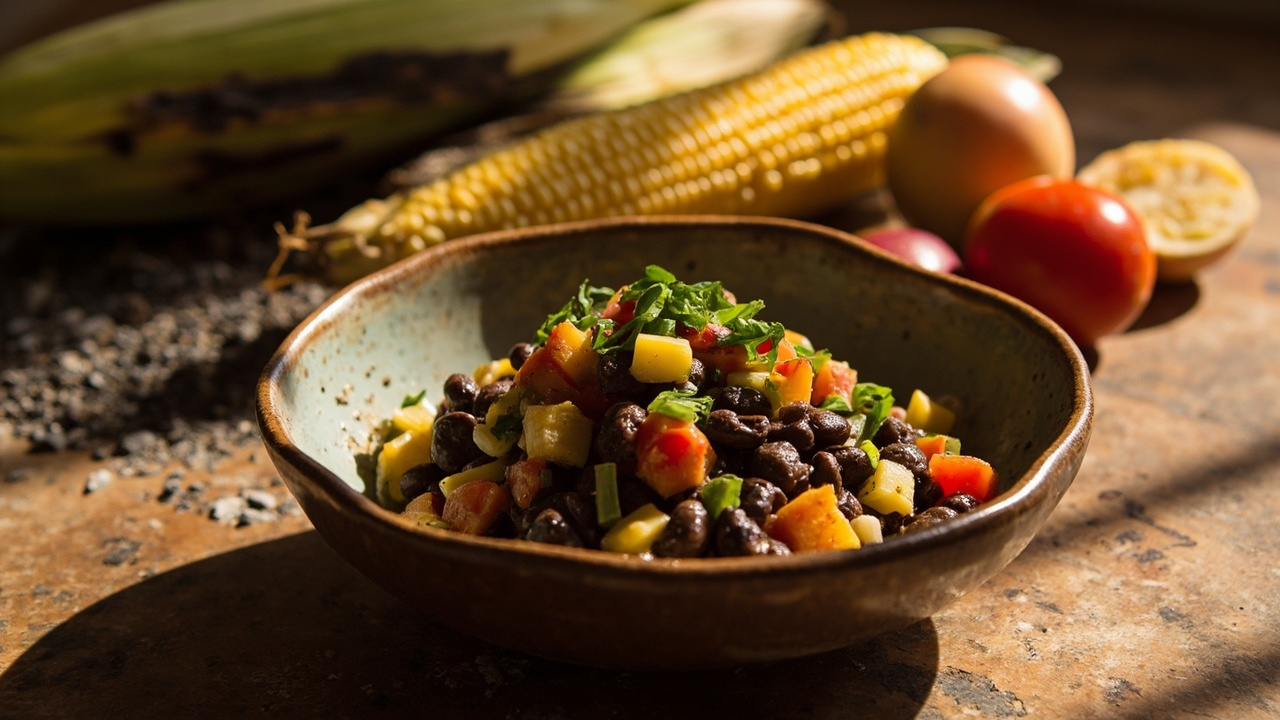 Charred Corn and Bean Salad with Braai Vinaigrette