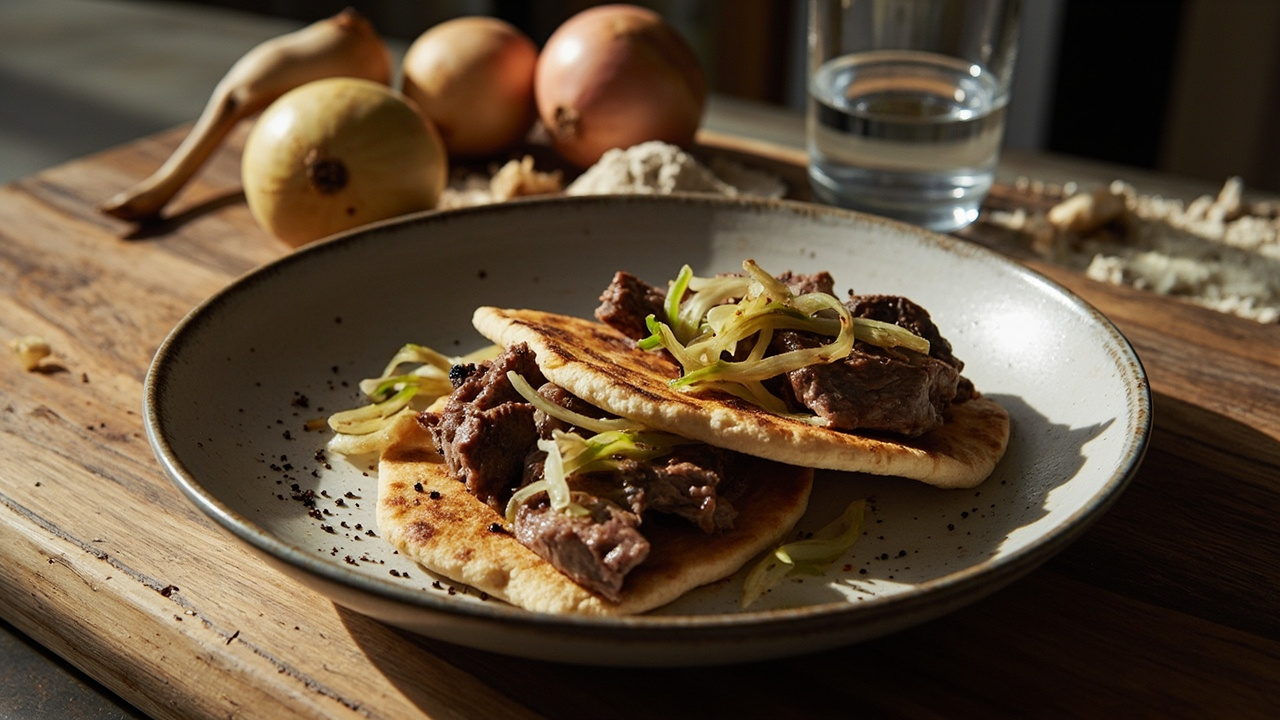 Charred Lamb Flatbites with Pickled Turnip and Black Pepper