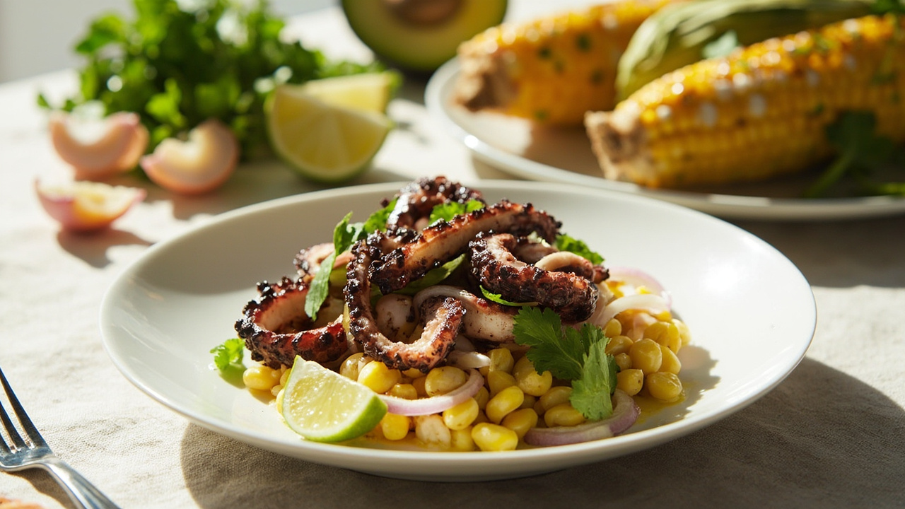 Charred Octopus with Roasted Corn