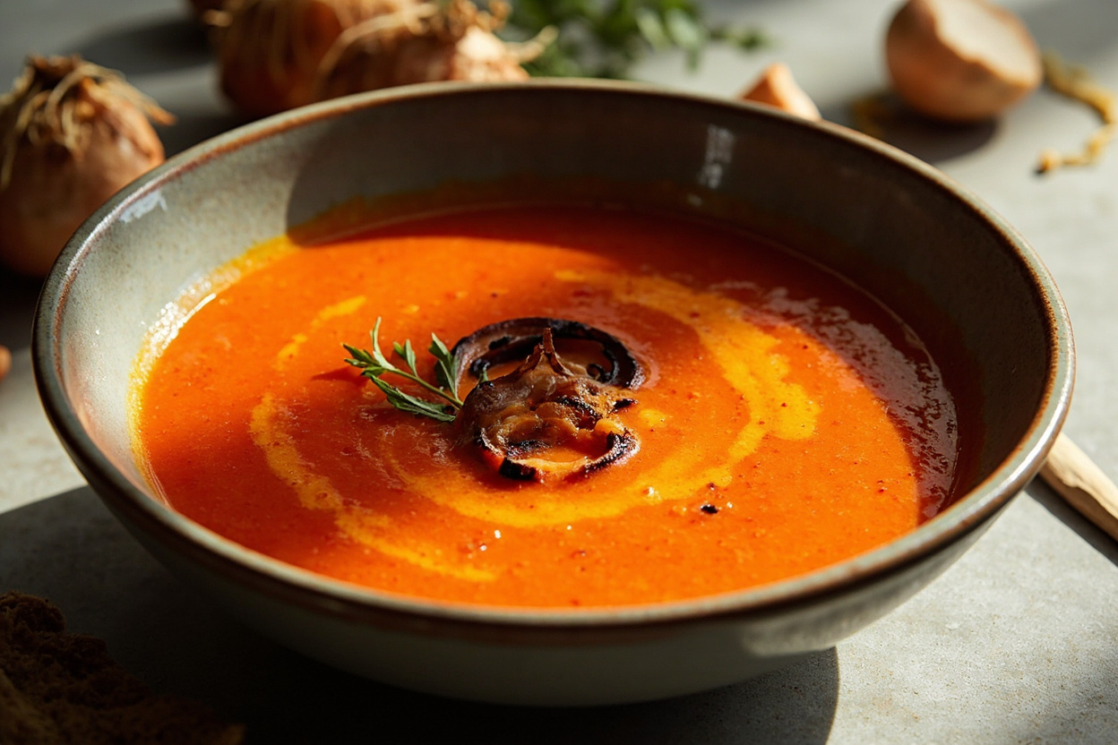 Charred Onion and Tomato Soup