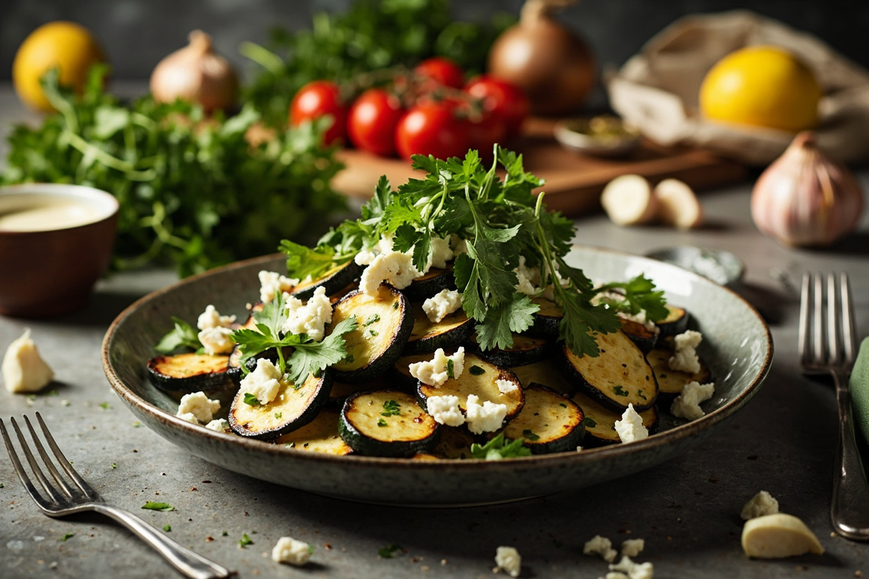 Charred Zucchini Salad with Feta and Parsley