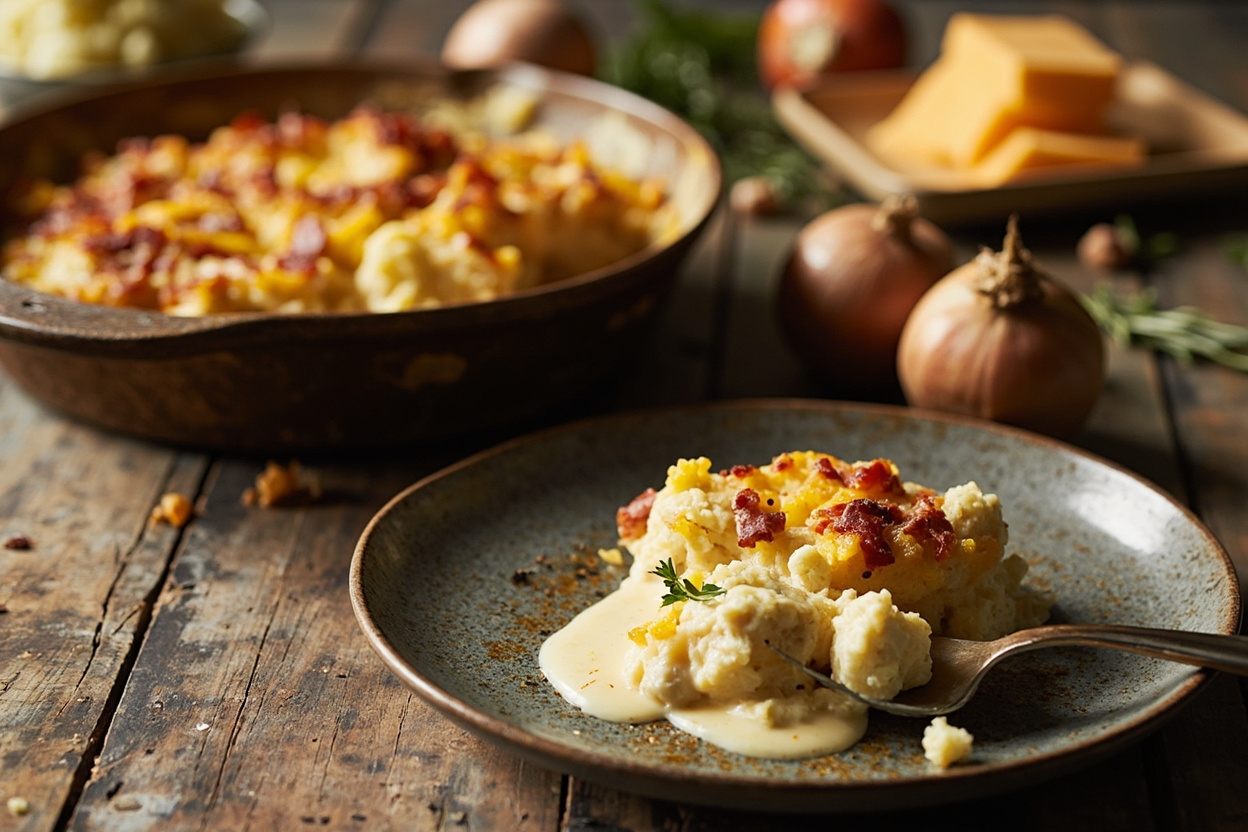Cheesy Cauliflower and Bacon Bake