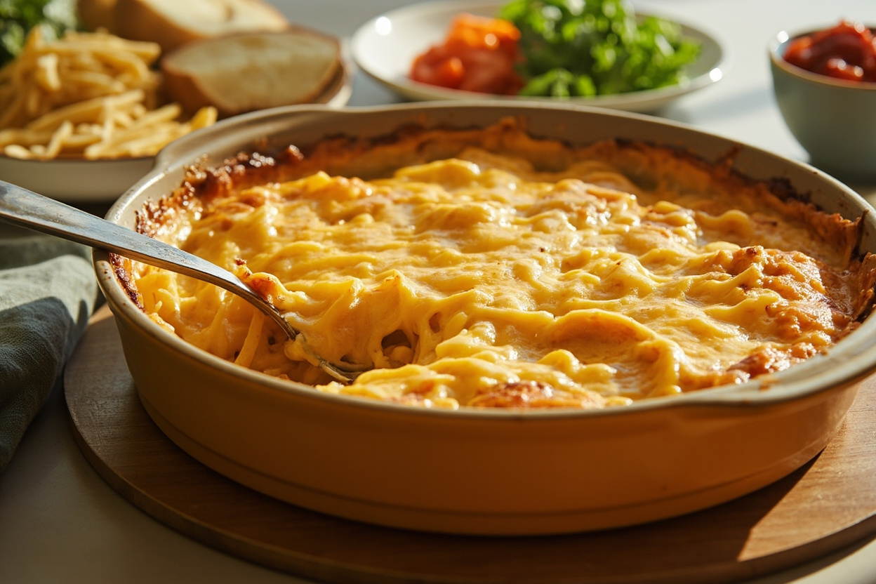 Cheesy Instant Noodle Bake