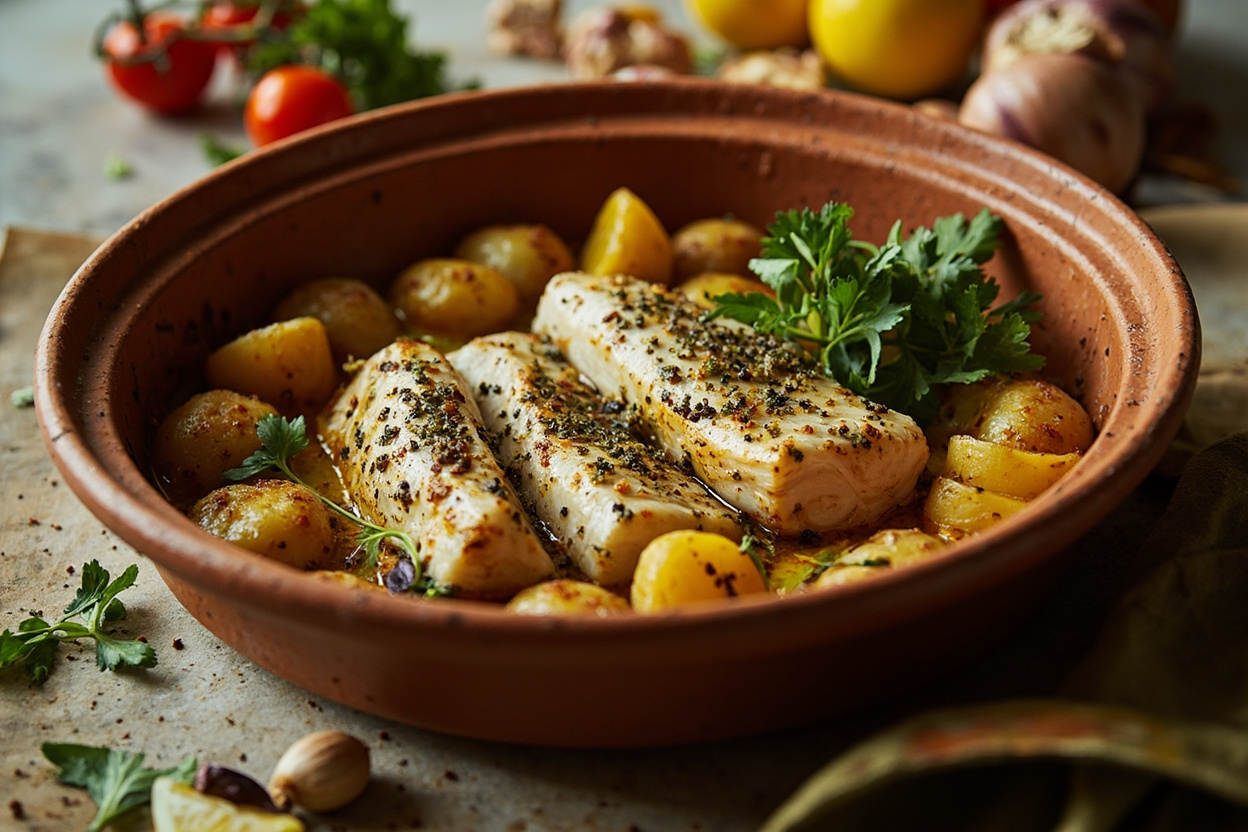 Chermoula Cod Traybake with Potato