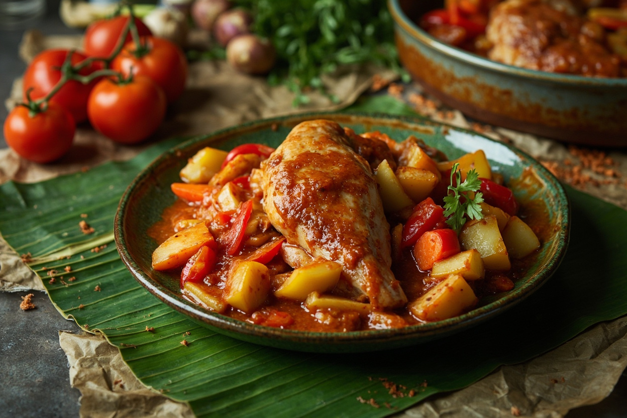 Chicken Afritada Tomato Pepper Traybake