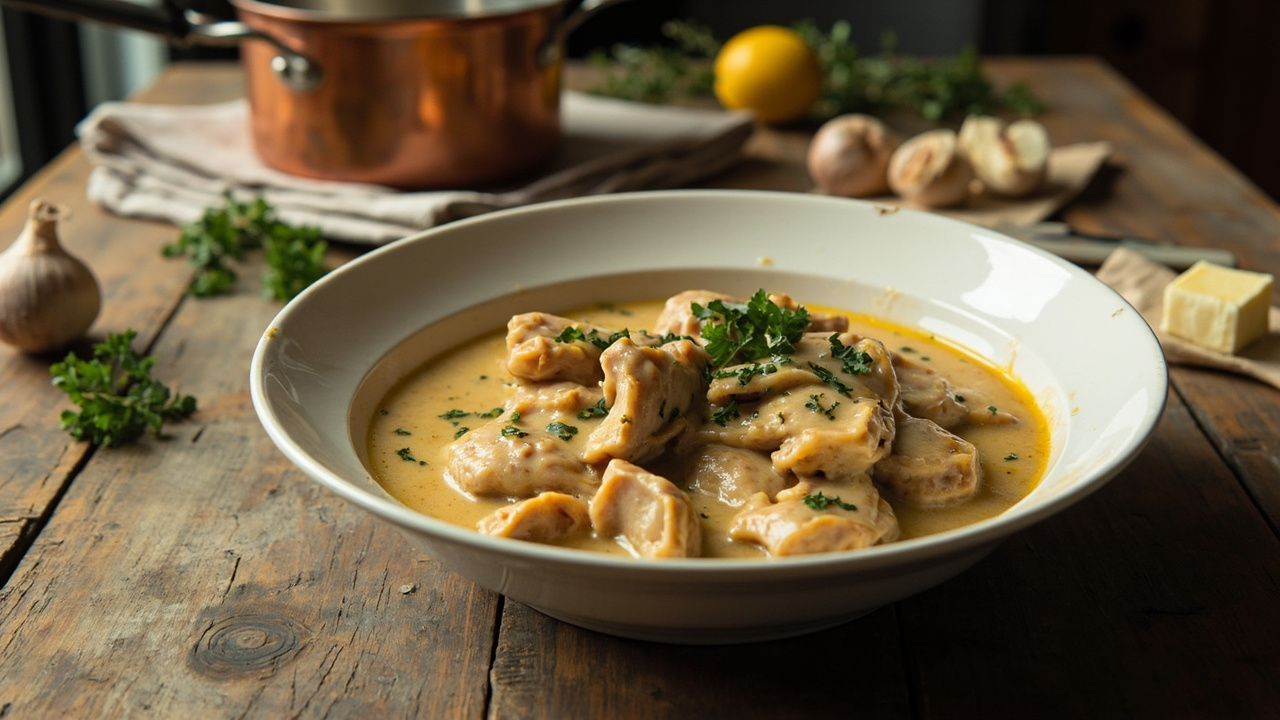 Chicken Fricassée with White Wine and Cream