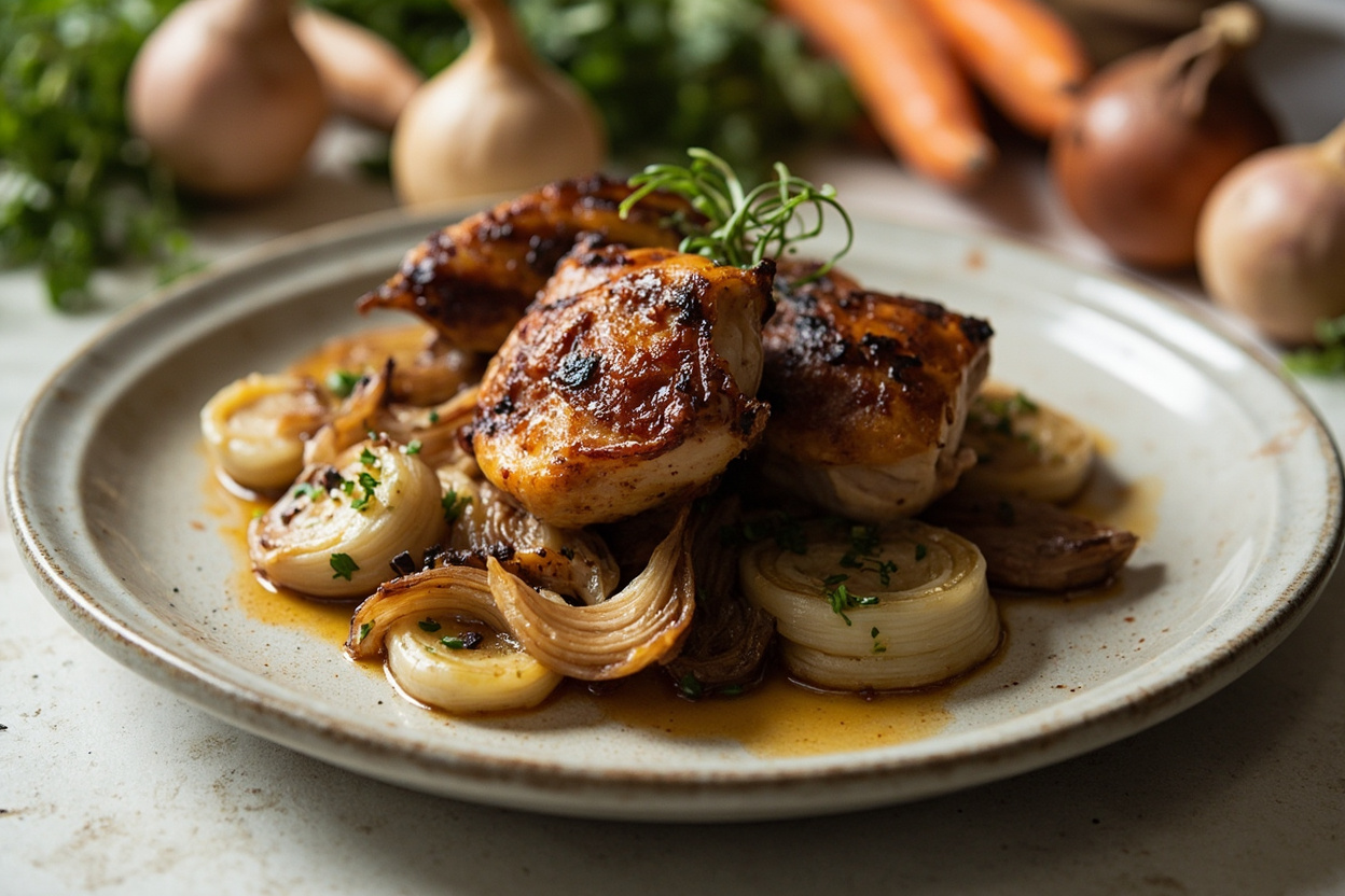 Chicken Thighs with Charred Onions