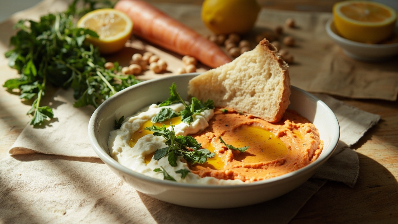 Chickpea and Roasted Carrot Dip with Yogurt and Mint