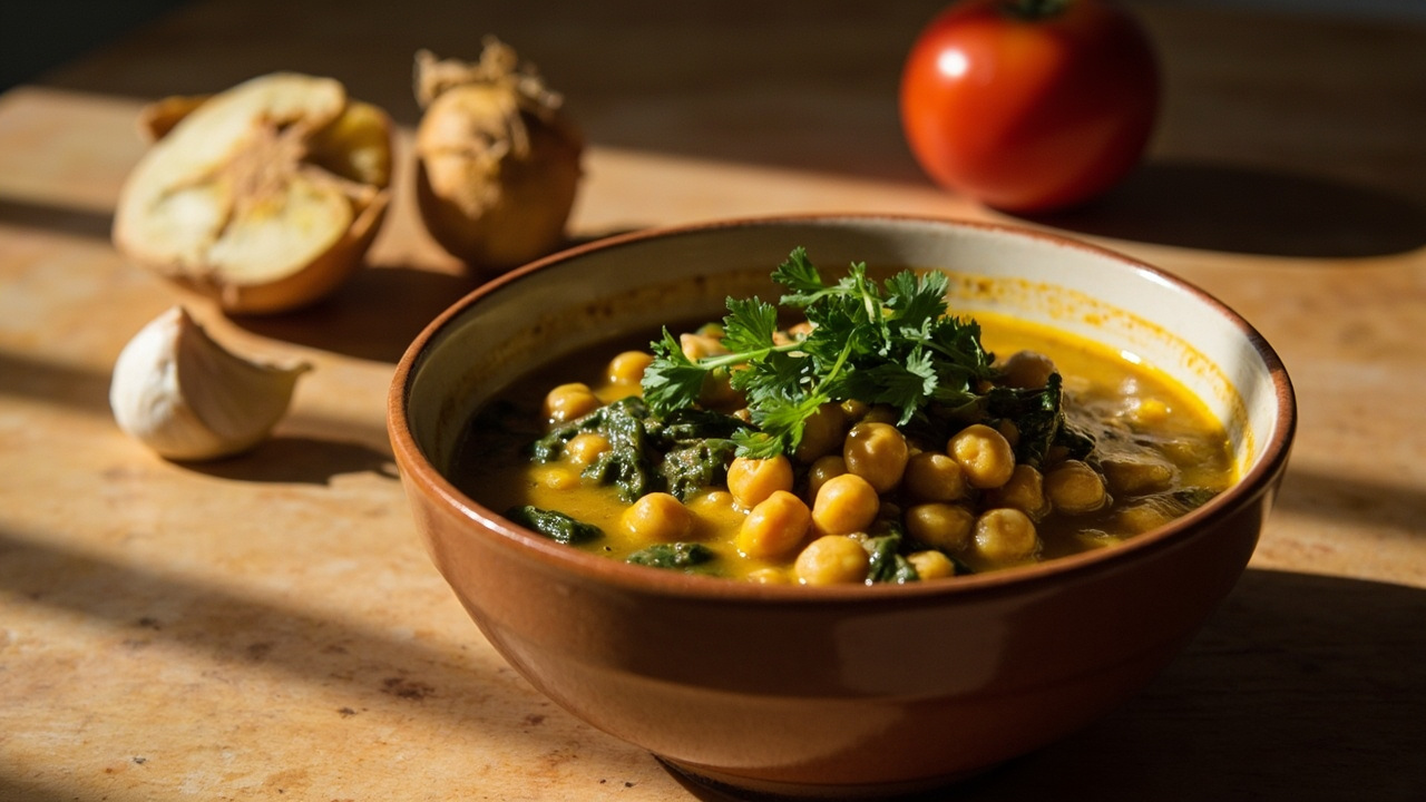 Chickpea and Spinach Stew with Toasted Cumin and Turmeric
