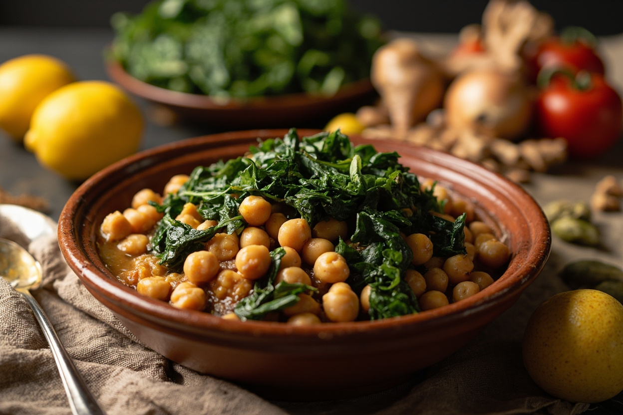 Chickpea and Spinach Tagine with Lemon
