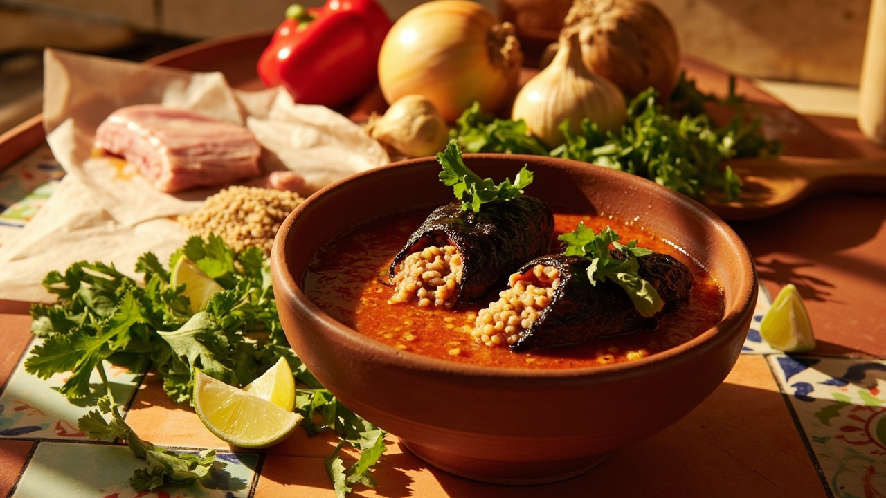 Chiles (Bell-Pepper) Rellenos de Cerdo y Quinoa