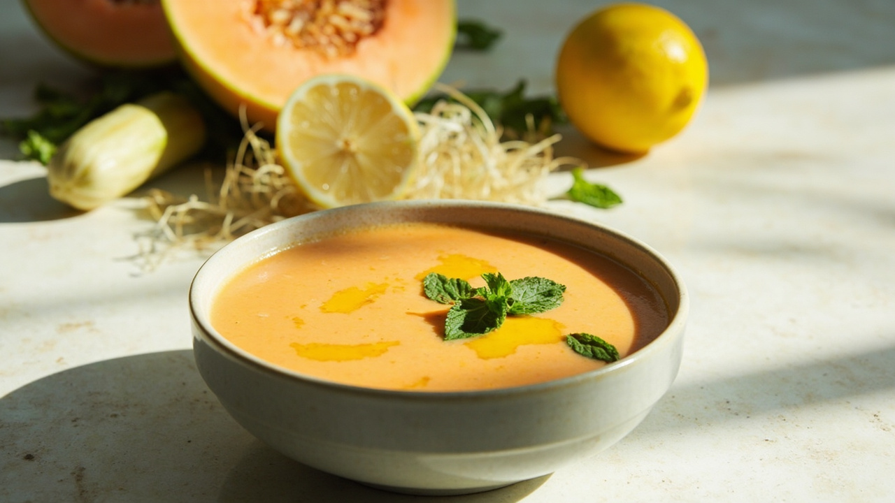 Chilled Cantaloupe and Fennel Soup with Mint and Honey