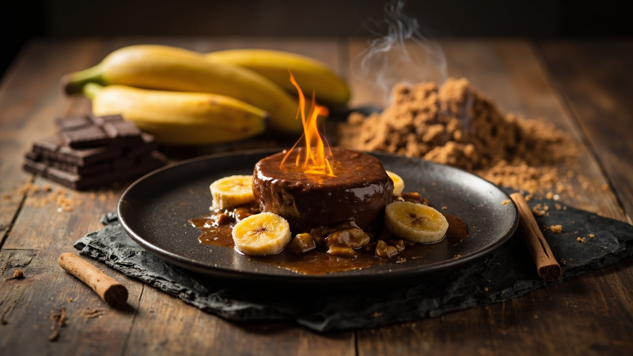 Chocolate Torch Flambe with Caramelized Bananas