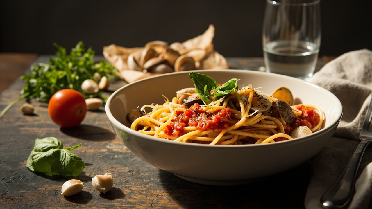 Clam Spaghetti with Tomato and Garlic