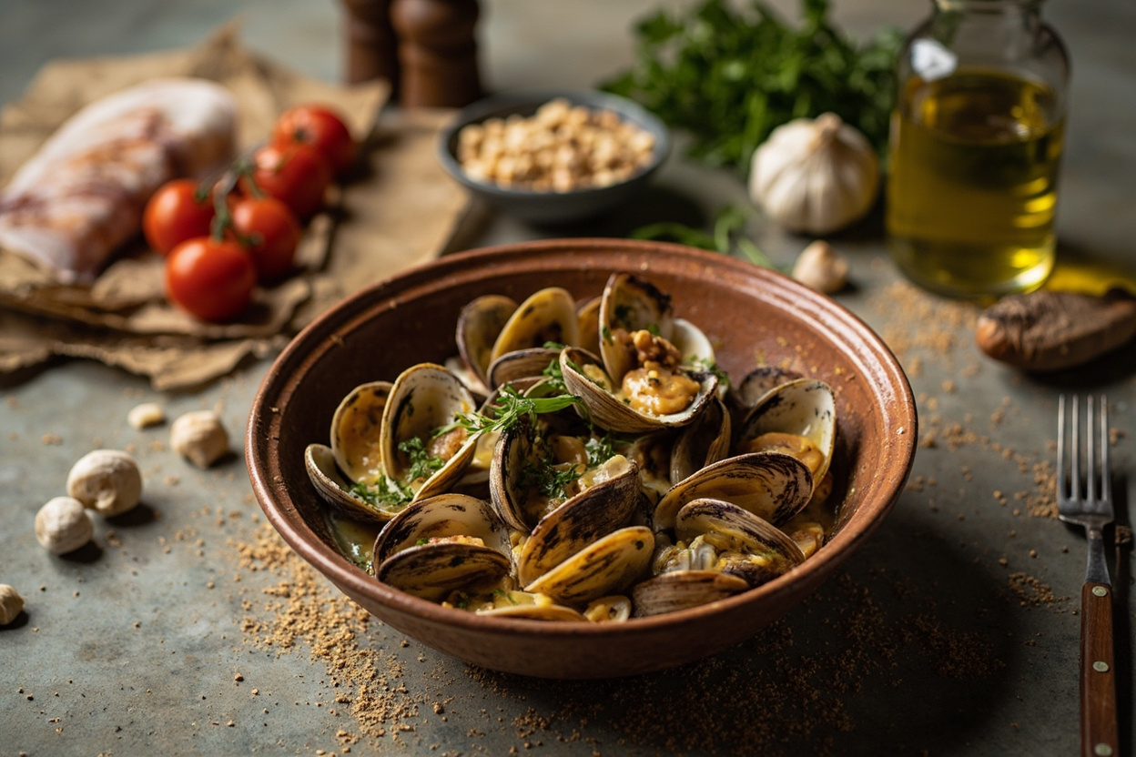 Clams with Garlic and Hazelnut Picada