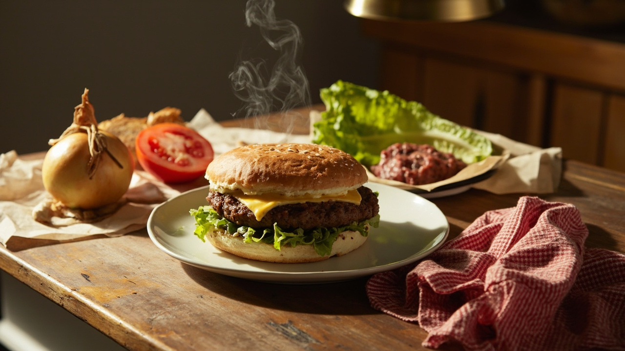 Classic American Beef and Cheeseburger with Garlic Aioli