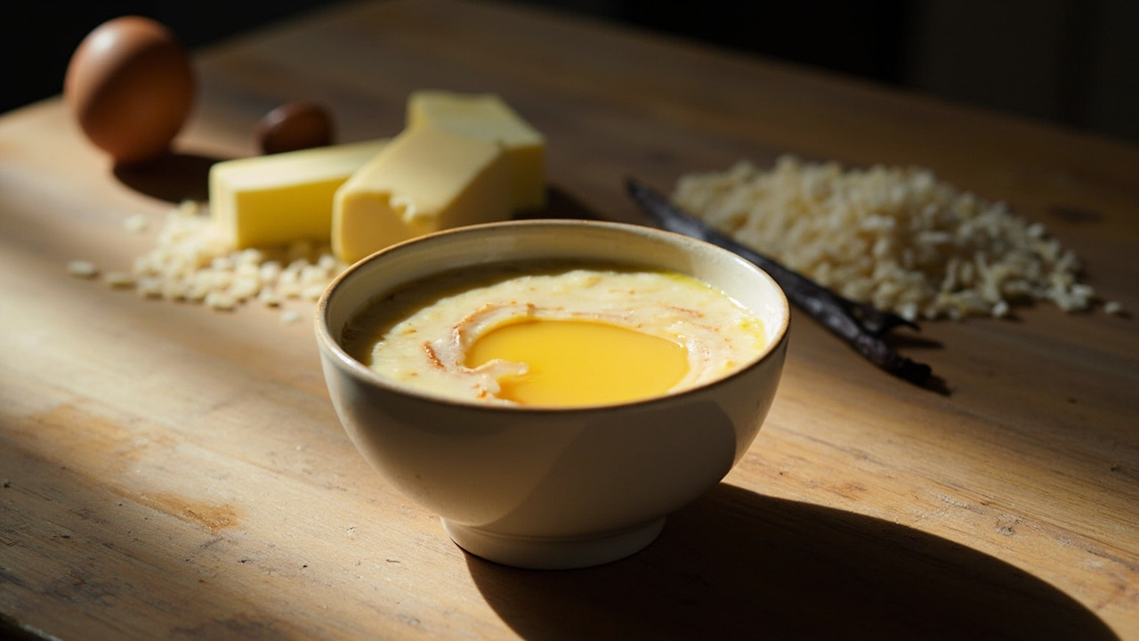 Classic British Rice Pudding with Egg and Vanilla