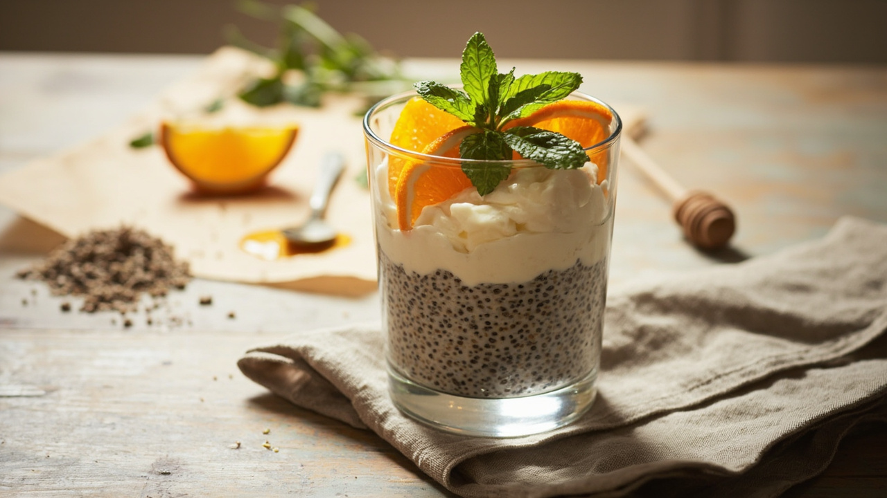 Coconut Chia Yogurt Parfait with Citrus and Mint