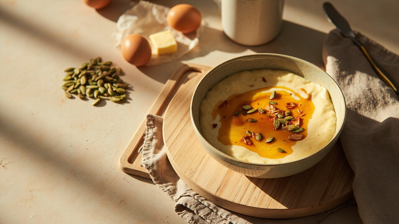 Coconut Flour and Pumpkin Seed Custard with Maple