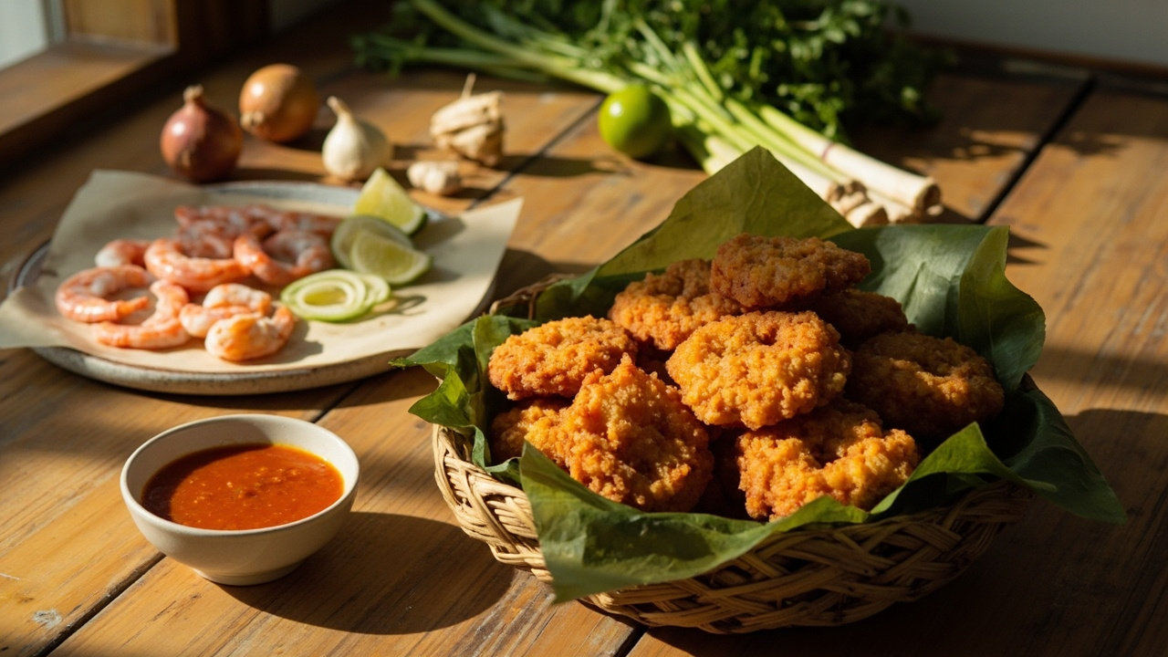 Coconut Flour Shrimp Fritters with Lime-Sambal Dip