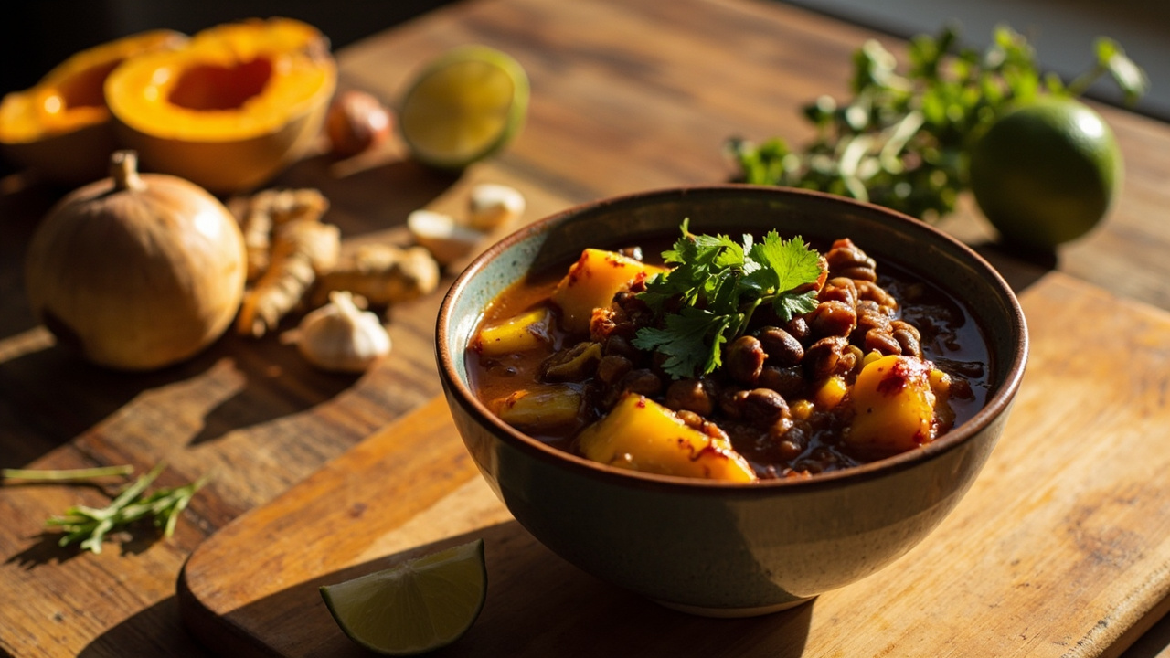 Coconut Jerk Black Bean Bowl with Butternut Squash