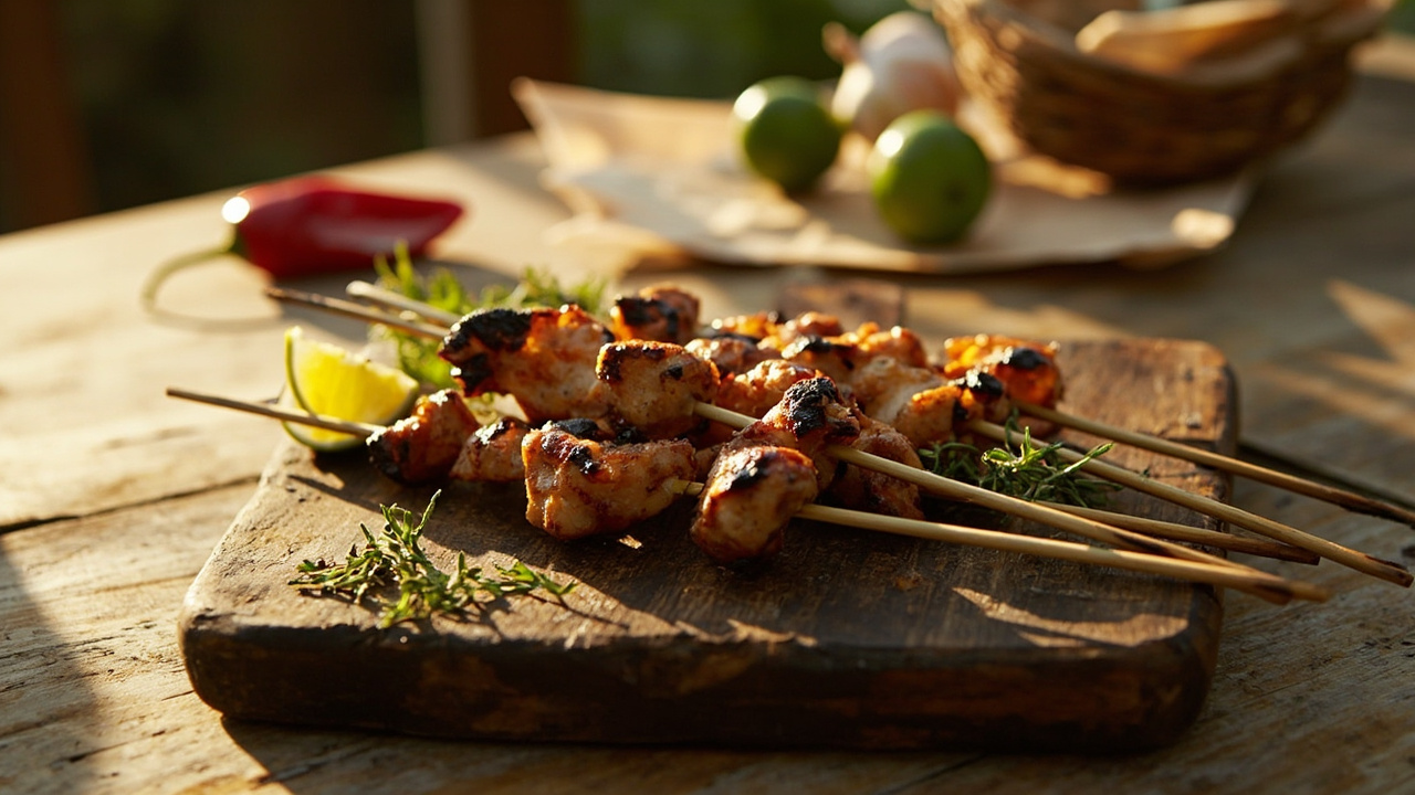 Coconut-Jerk Chicken Skewers with Thyme and Lime