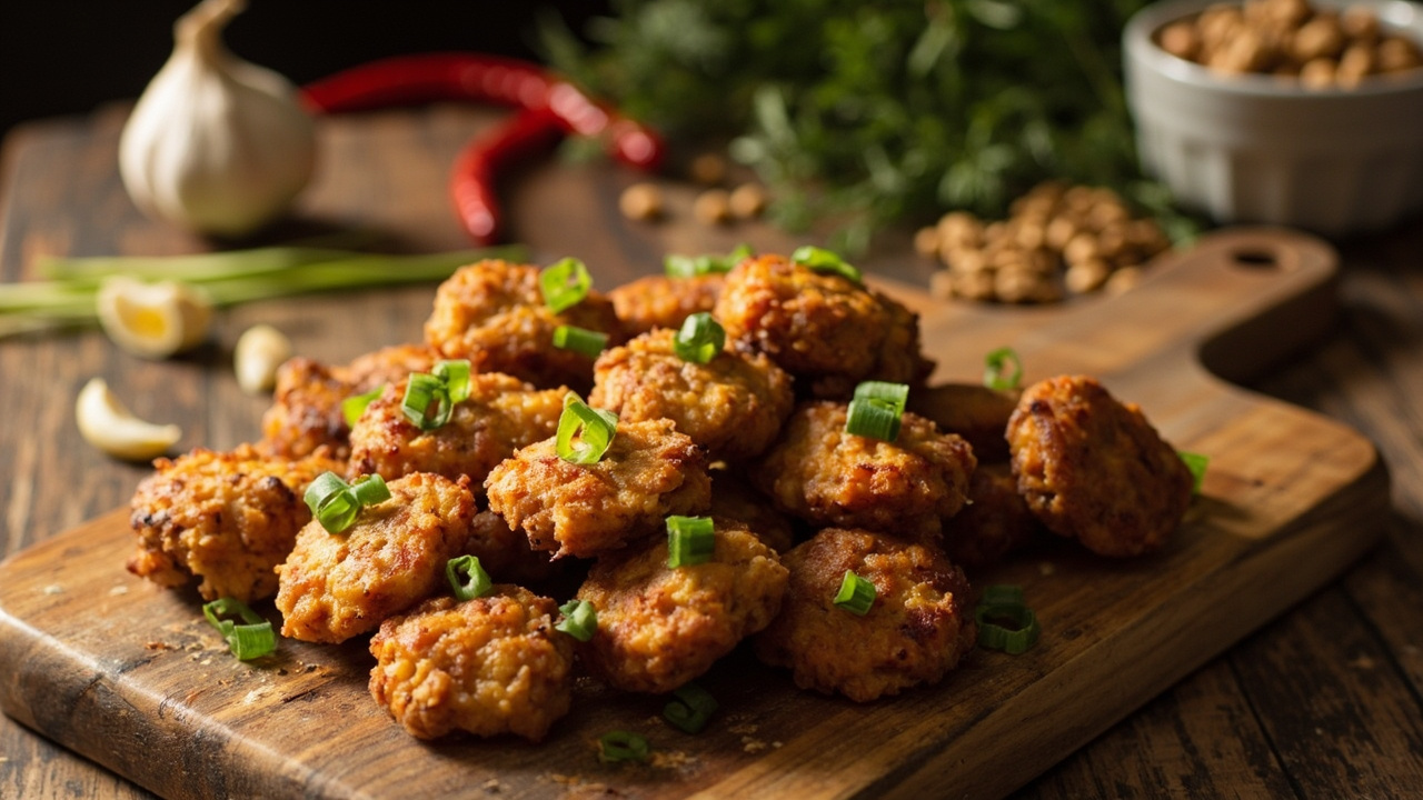 Coconut Jerk Pinto Bean Fritters with Scallion