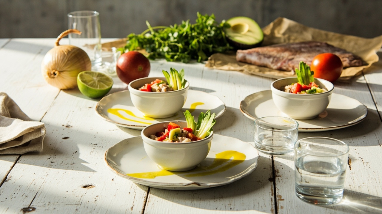 Cod and Avocado Ceviche with Lime and Yellow Onion