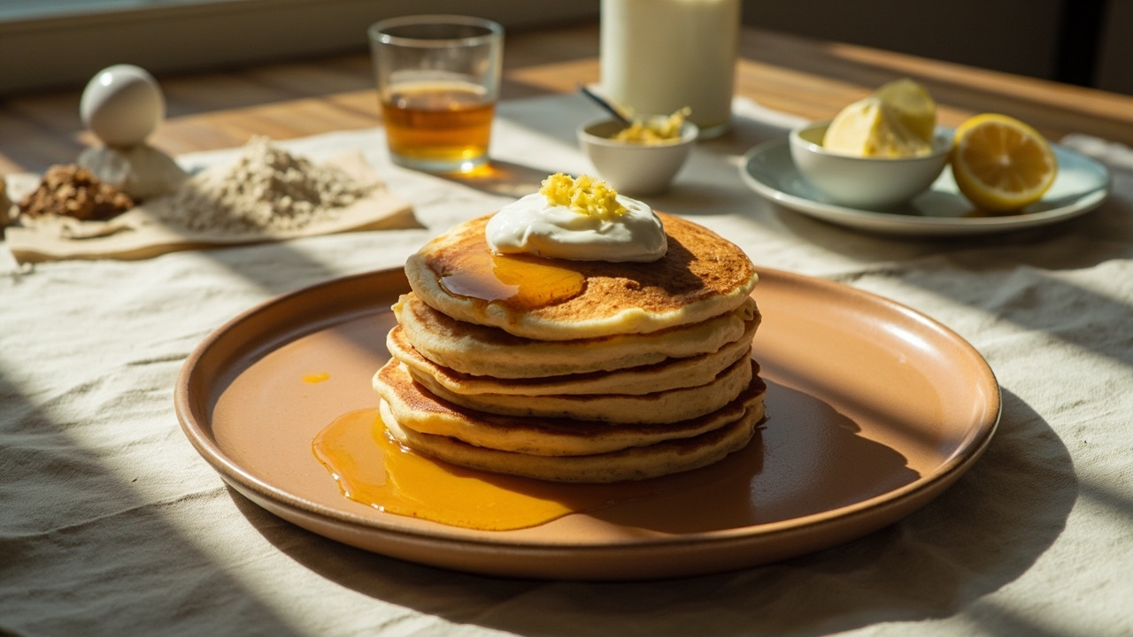 Cold-Fermented Lemon Yogurt Sourdough Pancakes