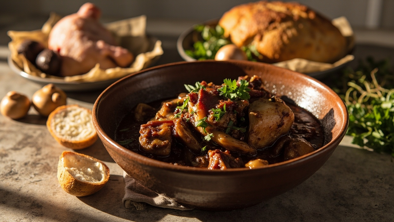 Coq au Vin with Wild Mushroom Reduction