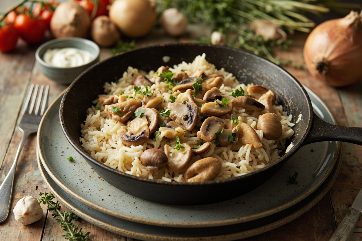 Creamy Mushroom and Rice Skillet