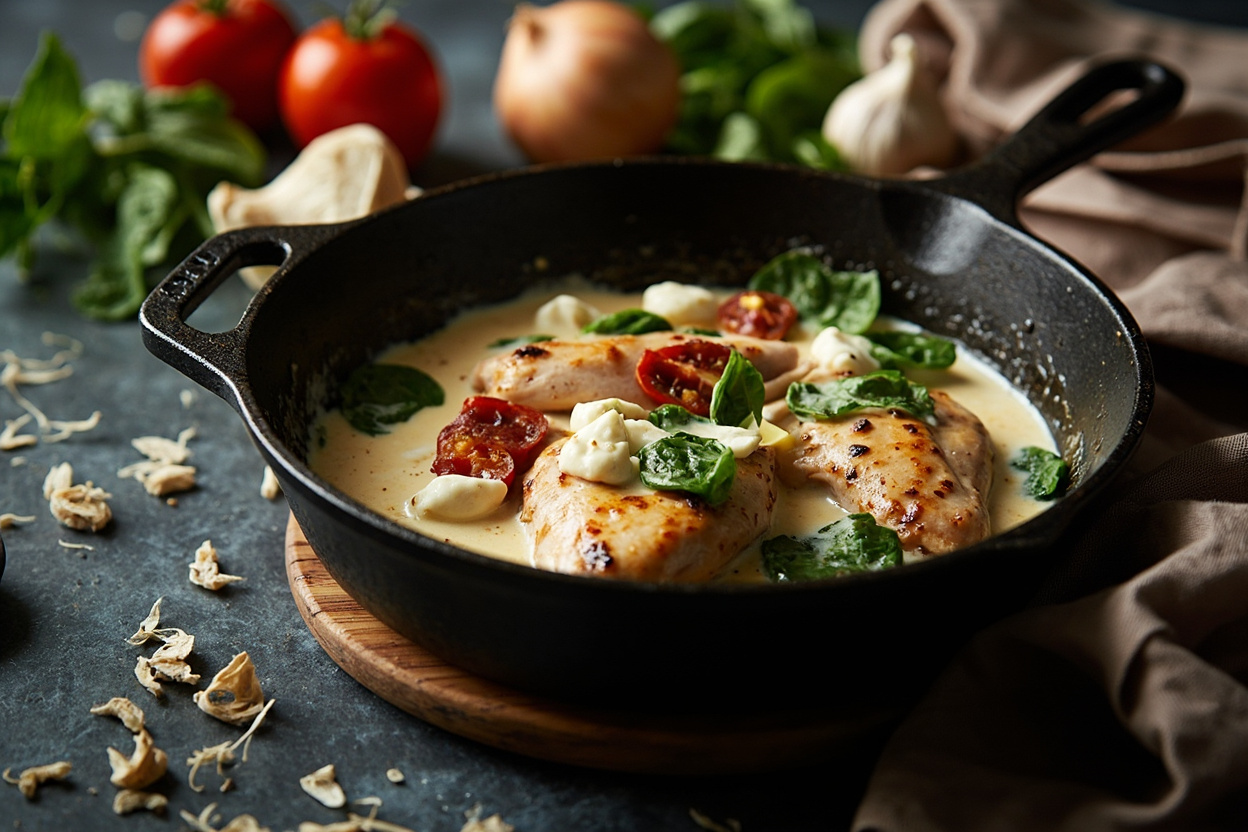 Creamy Tuscan Garlic Chicken Skillet