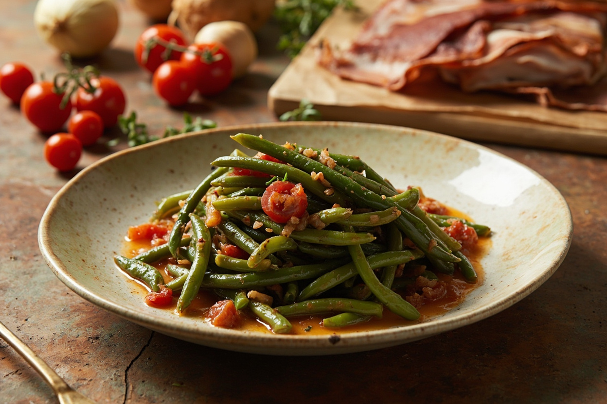 Creole Stewed Green Beans with Bacon and Tomato