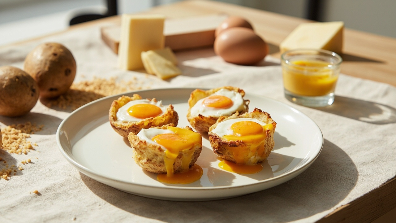 Crisp Potato and Egg Bites with Cheddar and Mustard