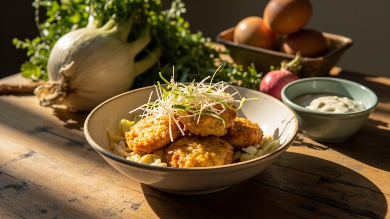 Crispy Arborio Rice Fritters with Fennel and Radish