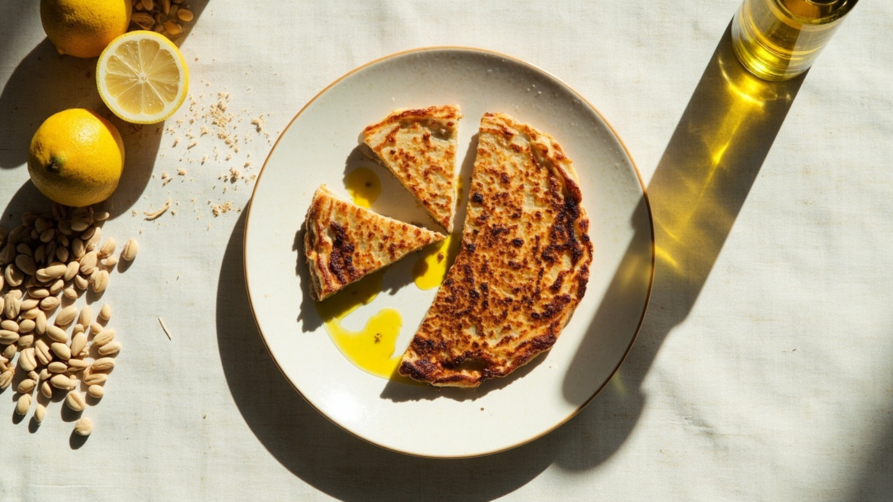 Crispy Buckwheat and White Bean Pancake with Lemon and Olive Oil