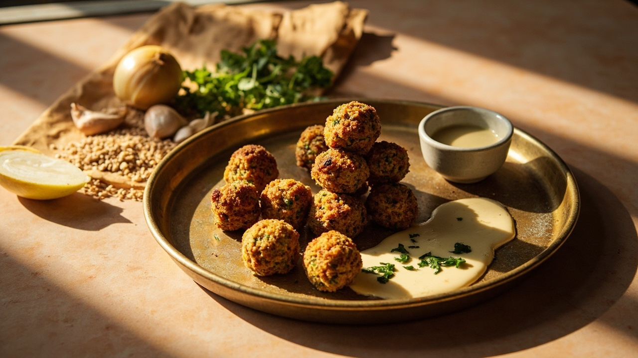 Crispy Buckwheat Falafel Bites with Tahini-Herb Drizzle