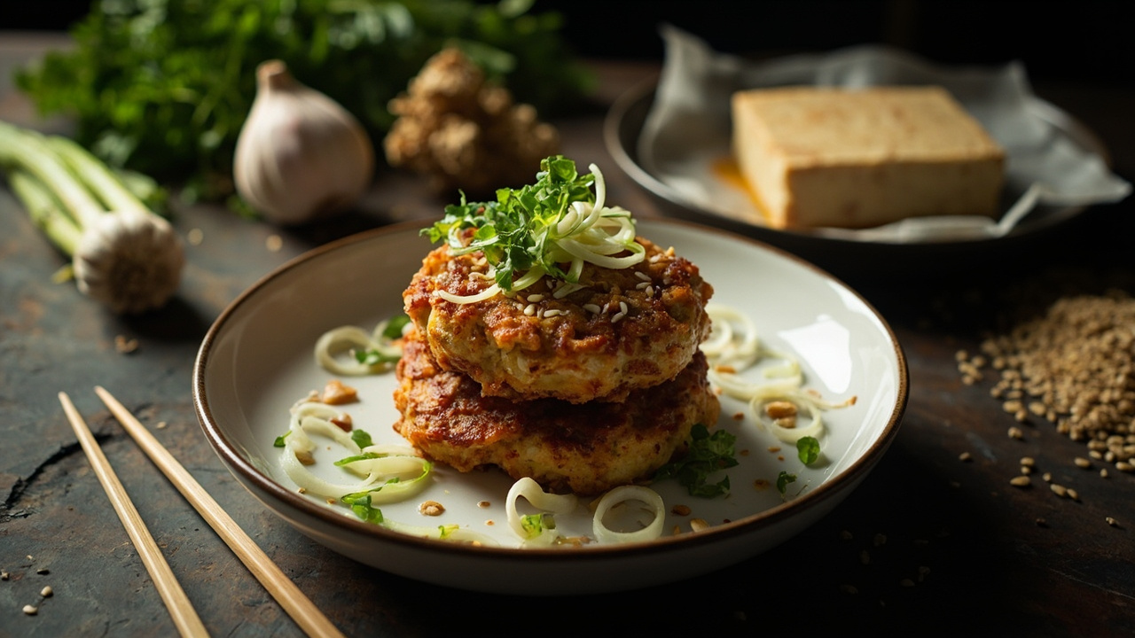 Crispy Buckwheat Tofu Fritters with Fennel and Kale