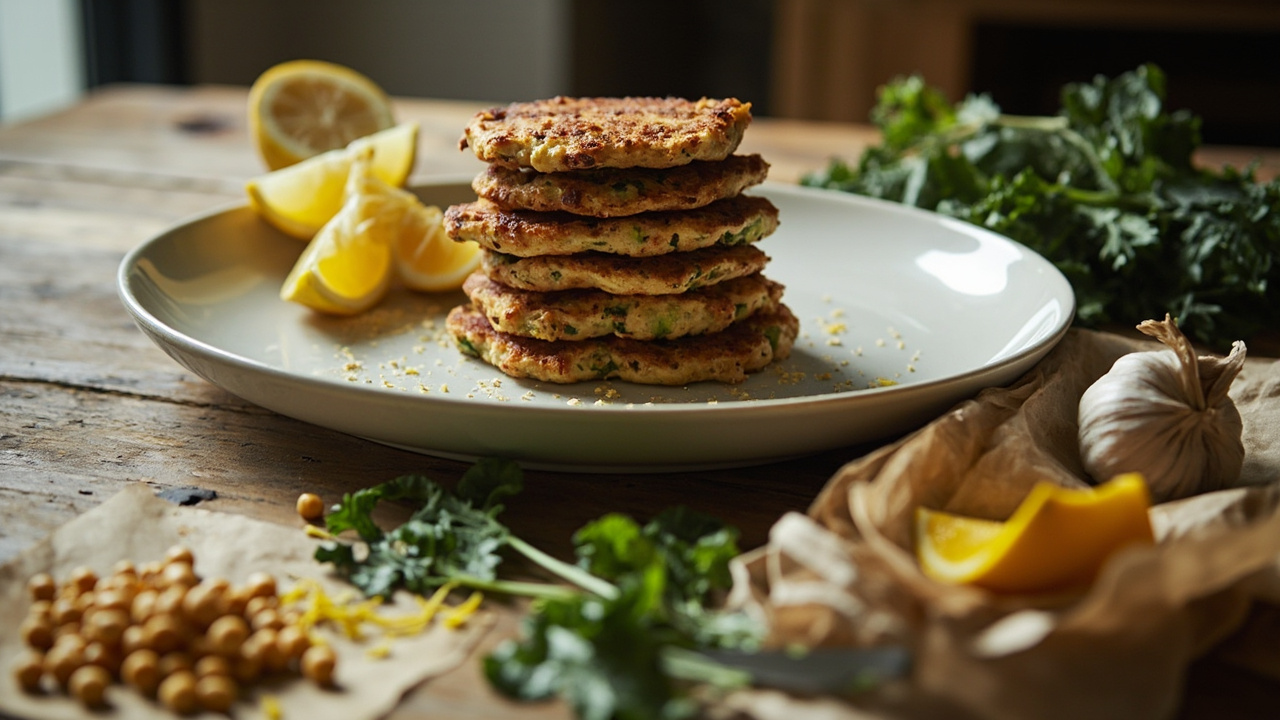 Crispy Chickpea & Kale Fritters with Fennel Seed and Lemon