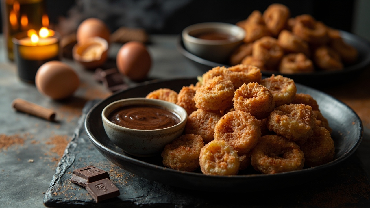 Crispy Churro Bites with Cinnamon Maple Chocolate