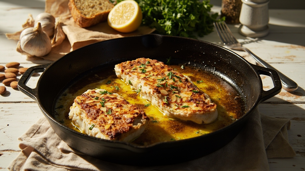 Crispy Garlic Cod Skillet with Almonds