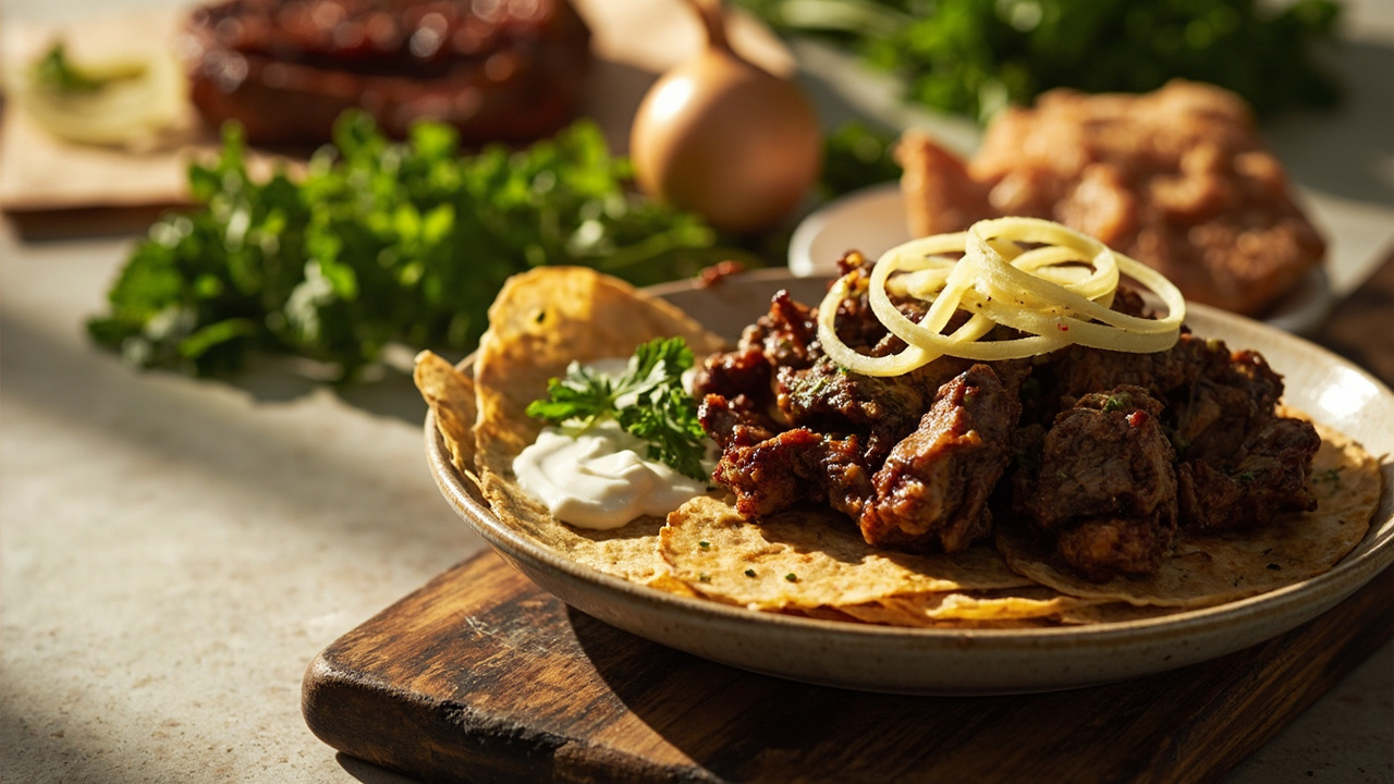 Crispy Lamb and Herb Wafers with Sour Cream